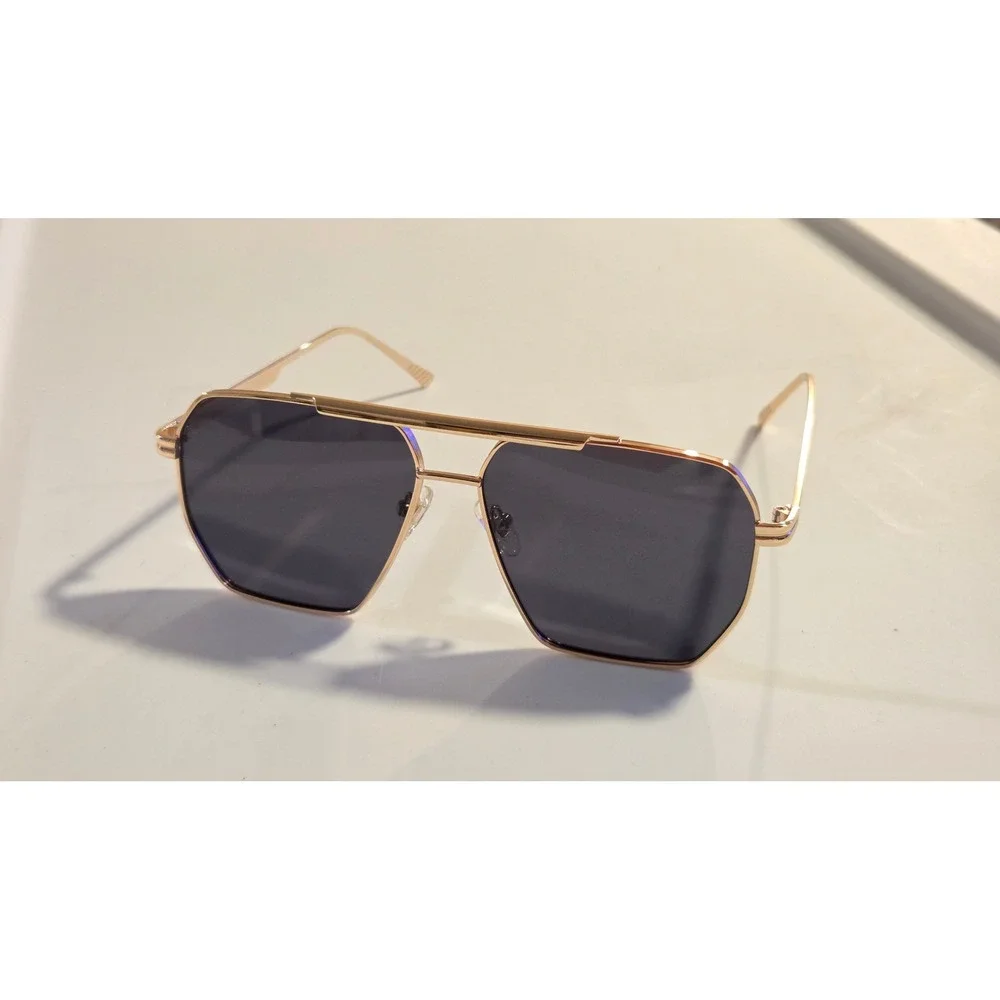 SOJOS SJ1161 Gold Navigator Sunglasses Mens Womens UV400 Dark Lens NEW